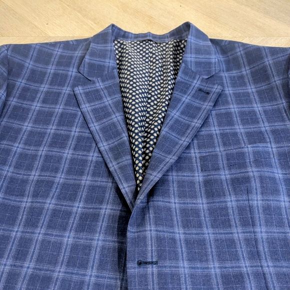 Oak Hill Men's Sport Coat Blazer Size 2XL Blue Tartan Pattern with Extra Buttons - Picture 3 of 13